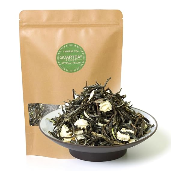 GOARTEA 100g / 3.5oz Premium Grade Jasmine Green Tea - Jasmine Tea Loose Leaf Moli Yinhao Fujian Chinese Tea