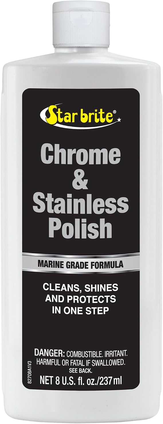 STAR BRITE Chrome & Stainless Polish - Marine Grade Formula Protects Against Pitting, Salt Deposits, Staining & Rust on Chrome, Stainless Steel, Copper, Tin & Brass (082708) | Shields against pitting, salt deposits, staining and rust, works on steel, copper, tin, brass and polished metal surfaces