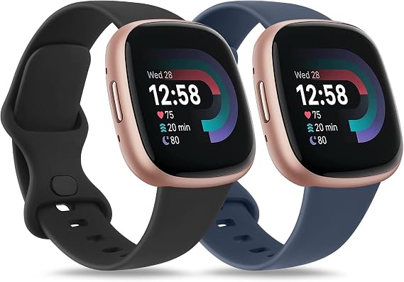 AK Straps for Fitbit Sense 2/Fitbit Sense/Fitbit Versa 4/Fitbit Versa 3 Straps for Women Men,Silicone Sport Classic Soft Replacement Straps Compatible with Fitbit Versa 3/Versa 4/Sense/Sense 2