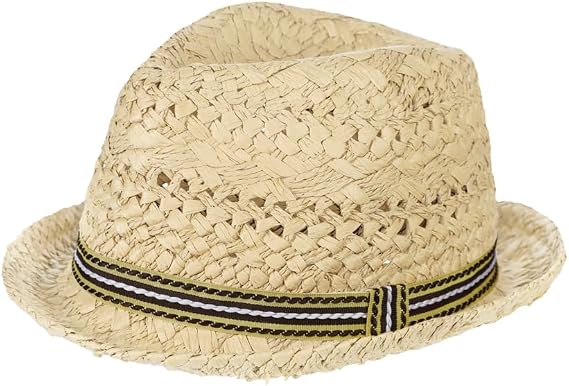 Kids Straw Fedora Sun Hat Short Brim Jazz Trilby Hat Roll Up Summer Travel Beach Panama Cowboy Cap for Boys Girls 2-6 Years
