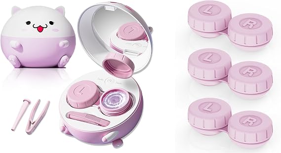 Vastsoon Cute Kitten Contact Lens Cleaner with 3PCS Replacement