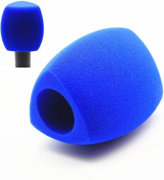 Mic Foam Covers Handheld Microphone Windscreen Large Mic Foam Pop Filters for Handheld Microphone Interview Microphones (Triangle, Blue)
