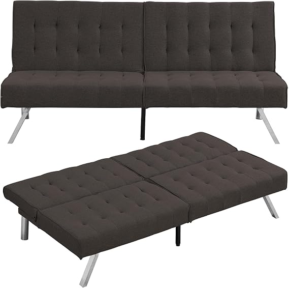 Futon Sofa Bed,Convertible Folding Futon Couch Breathable Small Couch for Compact Living Studio in Living Room and Bedroom,Offices,Dorm Loveseat (Brown)