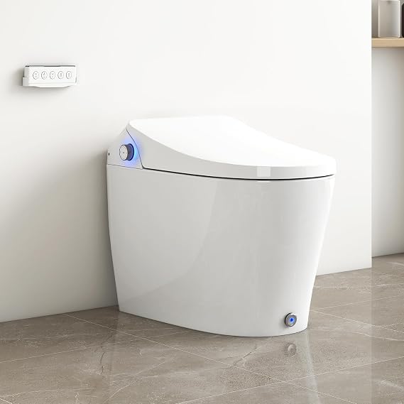 SOTOMO 07PU Smart Toilet with Bidet,Auto Open/Close Lid, Heated Seat, Dryer, UV Self-Cleaning, Night Light, 1.06 GPF Powerful Flush, Power-Outage Flush, Knob,Remote & Kick Button, Easy Install