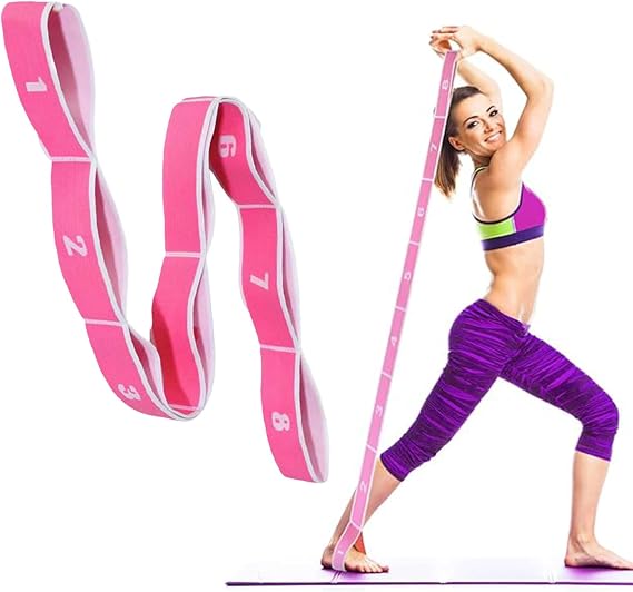 1 pcs Stretching Strap with Loops, Abeillo Elastic Yoga Straps for Stretching Equipment, Stretch Band for Physical Therapy, Yoga, Pilates,Dance, Gymnastics Exercise and Flexibility