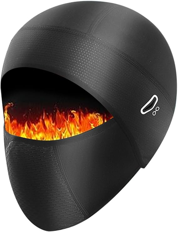 Skull Cap Helmet Liner with Glasses Holes, Winter Thermal Cap for Men & Women, Cycling Motorcycle Hat Beanie