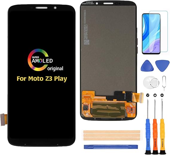 A-MIND Screen Replacement For Motorola Moto Z3 Play XT1929-1 XT1929-3 XT1929-4/5/6/6M Touch Digitizer LCD Display Assembly Parts, With Screen Protector + Tools(Black)