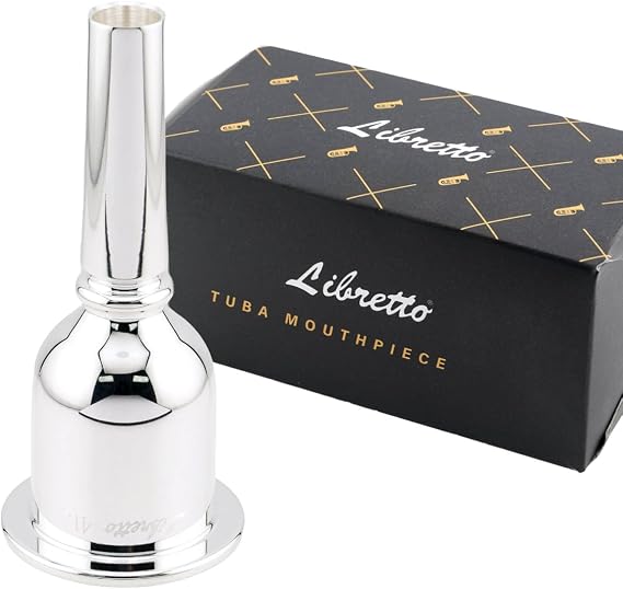 Libretto 4L Tuba Mouthpiece, with 2m Silver Plated Brass, in Deep Funnel-Shaped Cup for Advanced Players, Packed with Vacuum Seal.