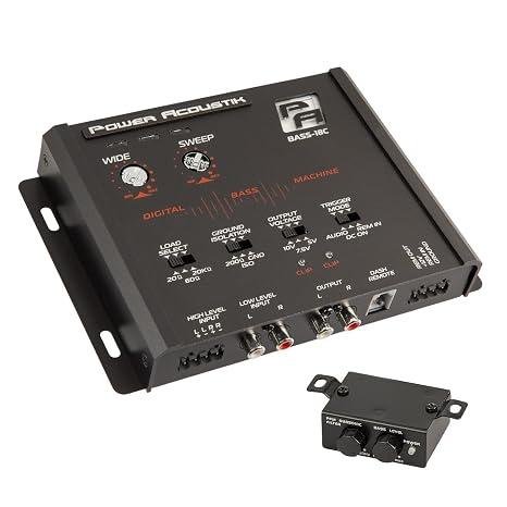 Power Acoustik BASS-18C Bass Processor Variable Subsonic Filter and RCA/High-Level Input | LED Clipping Indicator | 10V Output w/Ground Isolation | Car Audio Sub Enhancer and Dash Control