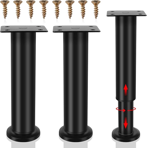 Set of 2 Furniture Feet Height Adjustable with Base 18-30 cm Adjustable Metal Adjustable Furniture Feet Furniture Feet Black Adjustable Adjustable Feet for Individual DIY Furniture Design