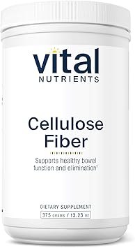 Vital Nutrients Cellulose Fiber Powder - 375g Cellulose Insoluble Fiber Powder - Fiber Supplement Powder Supports Healthy Bowel Function - Gluten, Dairy, Soy Free - Non-GMO - 60 Capsules