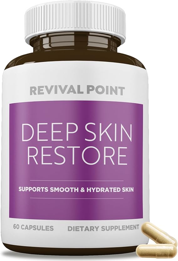 Deep Skin Restore- Advanced Dermal Repair Complex to Boost Firmness, Hydration, Elasticity Vegan Collagen Builder & Skin Supplement with 6 Clinically Proven Ingredients 60 Capsules