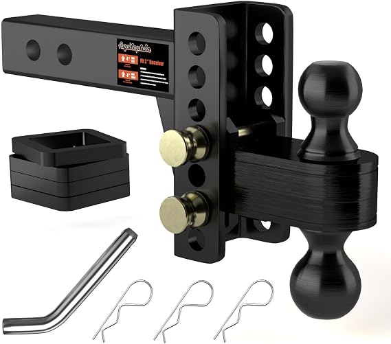 2" Adjustable Trailer Hitch, Dual Ball Hitch, 4 inch Rise/Drop