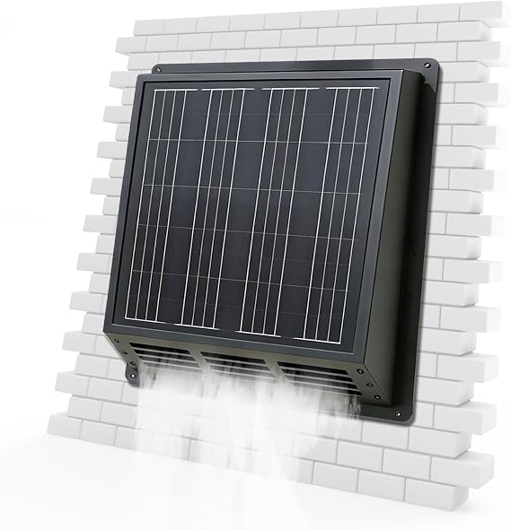 25W Solar Exhaust Fan: 2500 RPM High-Speed Exhaust Fan with 12V Monocrystalline Solar Panel, IP67 Waterproof, 13x13x3.5inches for Attic, Garage, RV, Shed Easy Installation, Energy Efficient