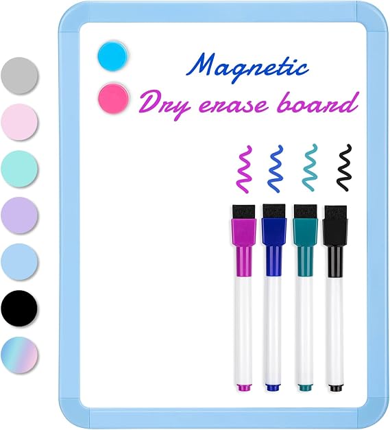 VUSIGN Magnetic Dry Erase Board, 8.5 x 11 Inches White Board, Blue