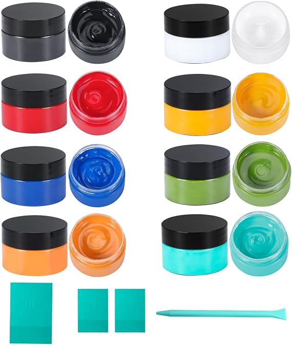 8 Chalk Paste for Stencils and 4 Chalk Ink Spatulas, Self-Adhesive Stencil Pigment Art Paste for Drawing on Wooden Boards and T-Shirts