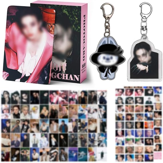 55 Stück SK Fotokarten + 72 Aufkleber neue Albumkarten DO IT Fotokarten SK Photocards Mit 2 Schlüsselanhänger (Tier + Porträt)（BanChan）