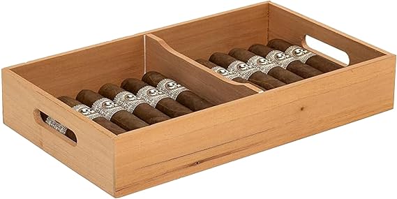 Humidor Supreme Spanish Cedar Cigar Tray with Air Circulation Slots | Cigar Organizer Tray with Adjustable Dividers for Large Tower & Display Humidors