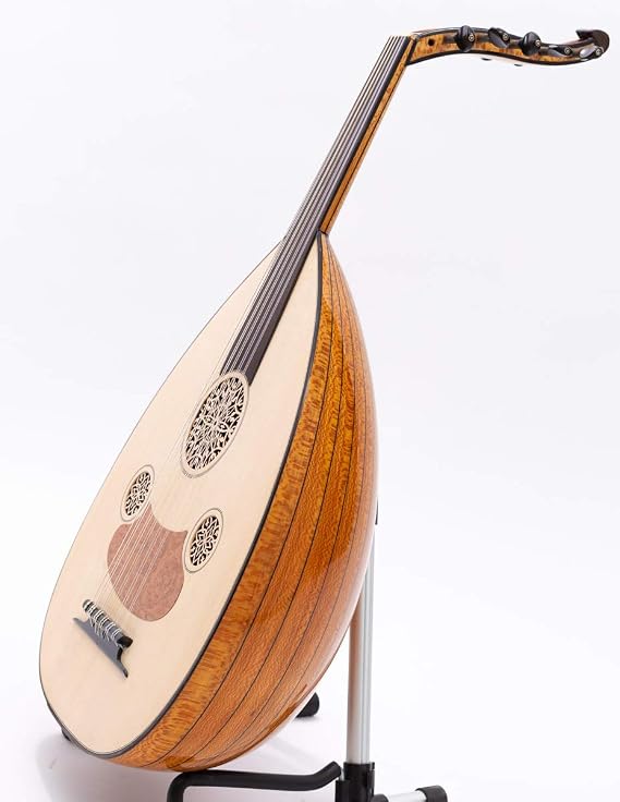Professional Turkish Oud Ud Flame Plane Wood String Music Instrument - With Soft case & Kurschner Strings Installed