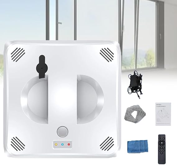 Window Cleaning Robot - Automatic Dual Water Spray, Automatic Window Cleaning Robot with Anti-Fall Sensor Detection, Suitable for Indoor and Outdoor Use,White