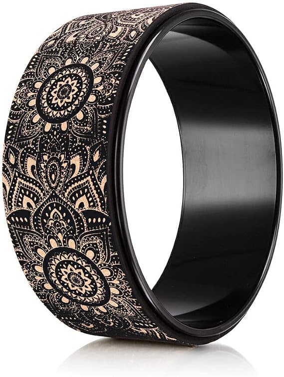 YOGA DESIGN LAB | THE YOGA WHEEL | Eco Printed, Extra Strength, Padded, Dharma Exercise Wheel | Designed in Bali | Enhance Your Postures and Stretch Deeper (Mandala Black,)