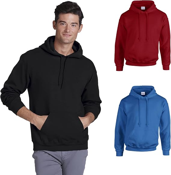 AquaGuard Mens Fleece Hooded Pullover Sweatshirt with Pockets, 2|4|6 Create Your Custom Multipack SET of 2 Multicolor
