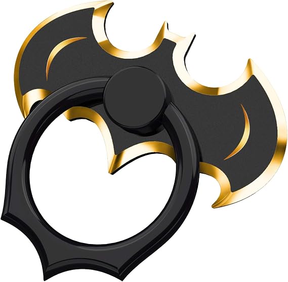 Bat Phone Ring Stand Holder - OATSBASF Cell Phone Ring Holder Finger Grip 360 Degree Rotation Compatible with iPhone 17/16/15/14/13 Pro Max and Other Smartphones(Black+Gold)