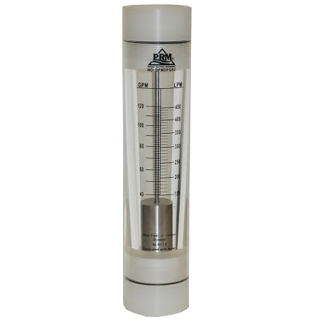 PRM FMDFG52 40-120 GPM Water Rotameter Flow Meter 2 Inch Female NPT Connections, Acrylic Body, 304 Stainless Steel Float, Viton Seals, UV Resistant, 4% Accuracy, Max Pressure 85 PSI, Max Temp 125F