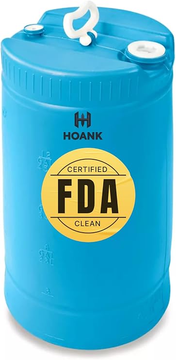 15 Gallon Drum | Tight Head Drum | Water Storage | Chemical Storage | 2" & 3/4" Fittings | Food Grade | BPA Free | HDPE |UN Rated | (Blue, 15 Gallons)