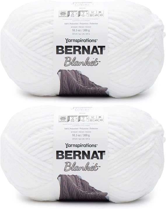 Bernat Blanket Yarn Super Bulky Soft Chenille Yarn White 2-Pack