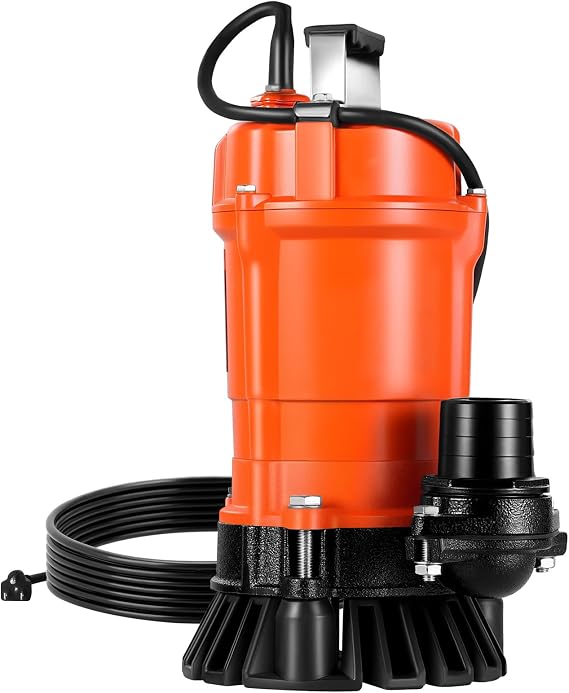 VEVOR 1/2 HP Submersible Trash Pump, 2000 GPH, 120V Cast Iron Submersible Sump Sewage Pump with 2 in Discharge, 39 ft Max Lift, Drain Dirty Clean Water, for Pools, Garden, Pond, Basement, Flooded Area