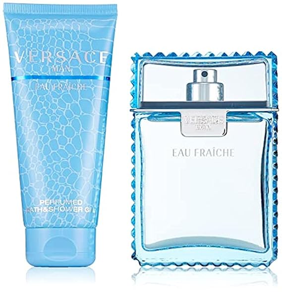 Versace Man Eau Fraiche by Versace for Men 2 Piece Set Includes: 3.4 oz Eau de Toilette Spray + 3.4 oz Perfumed Bath & Shower Gel