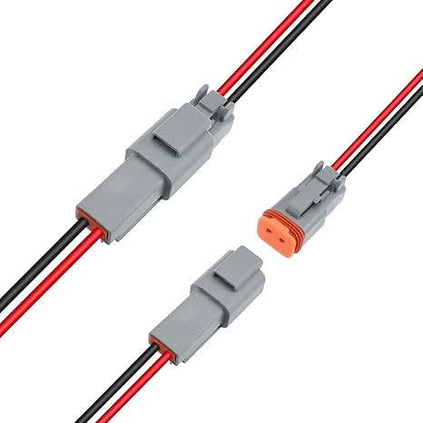2 Pcs D-eutsch DT 2 Pin Connector with 16 AWG Cable Wire