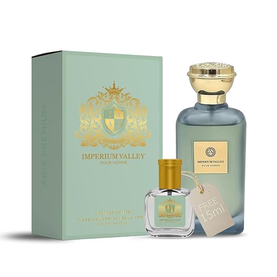 ARIS Imperium Valley Pour Homme Premium Eau de Parfum Long-Lasting Woody and Oriental Fragrance for Men 100mL Perfume Spray with Bonus 15mL Perfume Sample (Randomly Selected)