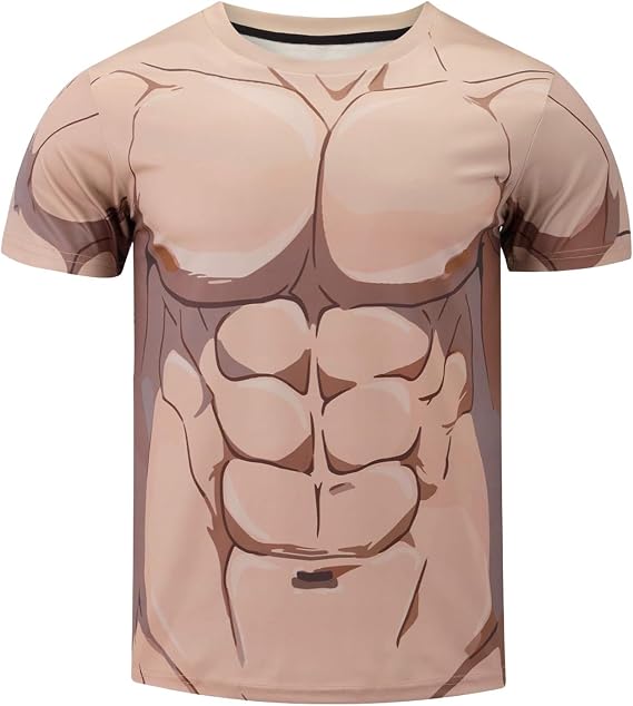 Mens Funny T Shirts 3D Muscle Printed Tee Short Sleeve Plus Size Casual Trendy Crewneck Tshirt Summer Novelty Tops