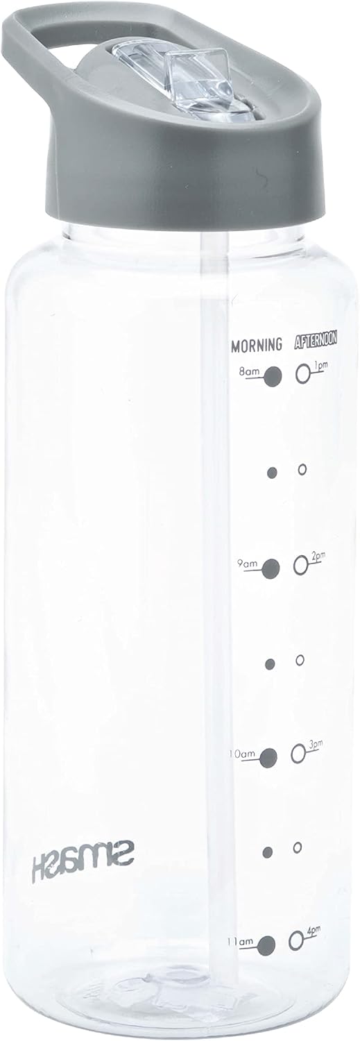 Smash 1 Litre Water Bottle with Water Timings, Grey