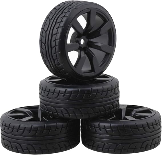 4Pcs ShareGoo OD62mm Hard Plastic RC Drift Car Tires & Wheel Rims 12mm Hex Tyre Compatible with Traxxas HSP Tamiya HPI Kyosho 110 Drift Drifting RC Car