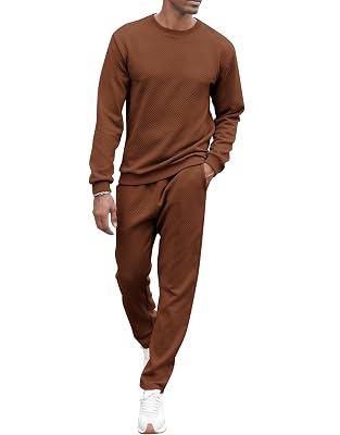 Babioboa Mens Tracksuit Knit Jacquard 2 Piece Long Sleeve Pullover Jogging Tracksuit Athletic running Casual Sportswear