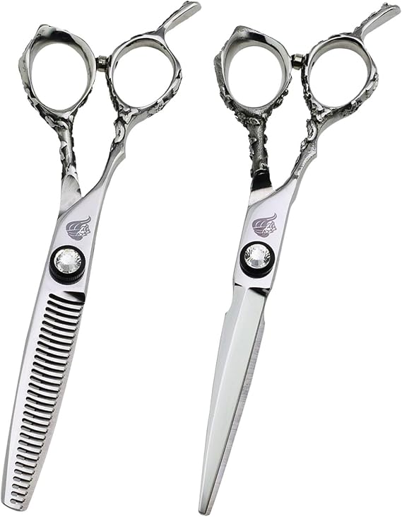 6 Inch Left Hand Scissors Slide and Dry Shears Lefty Barber Accessories for Left Handed Hairdresser Professional Lefty Hairdressing Cutting Scissors Straight Clippers(Kit)