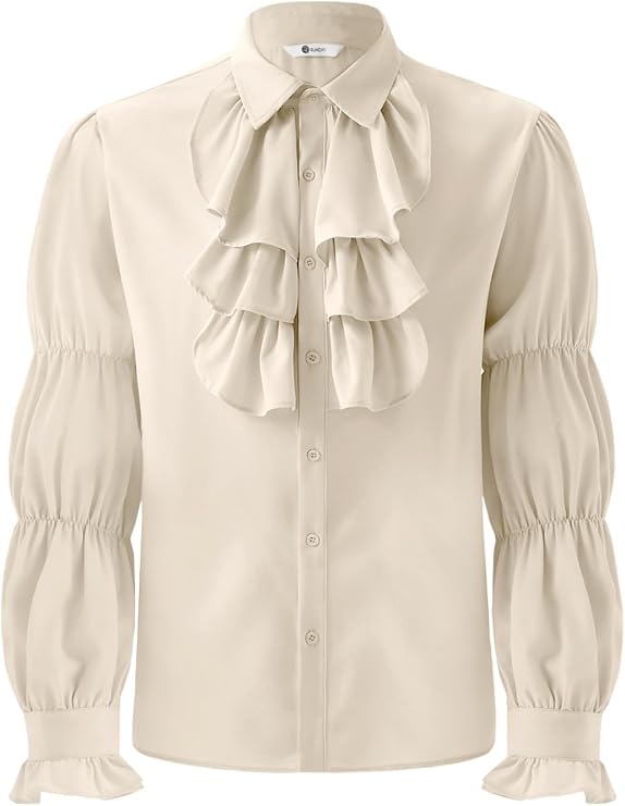 Runcati Mens Pirate Shirt Ruffle Victorian Renaissance Medieval Costume