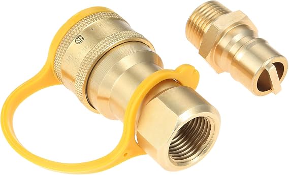 1/2" Gas Quick Connect Kit, Disconnect Connector with Male Insert Plug, Solid Brass 1/2 inch Natural Gas Propane Quick Connect Adapter Fit for 1/2" Natural Gas Hose