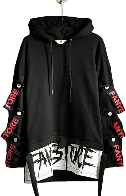 Hello MrLin Men's Hip Hop Hoodie Japanese Harajuku Streetwear Techwear Urban Pullover
