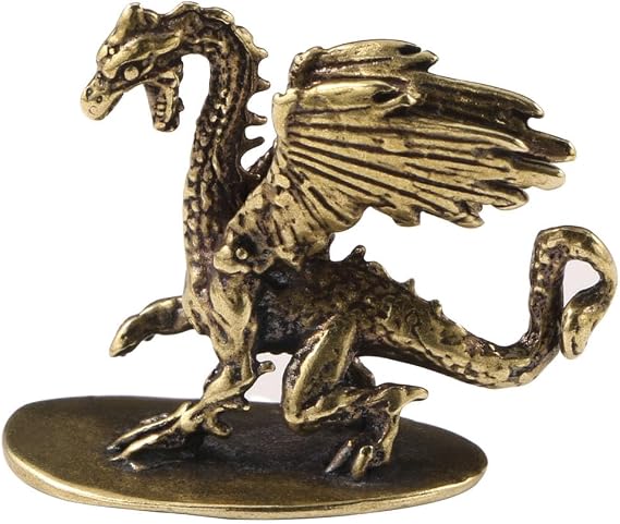 Leheybia 1 Pcs Brass Magic Dragon Ornament Magic Dragon Statue Sculpture Dragon Brass Statue Ornament Feng Shui Dragon for Desktop Decoration(Golden)