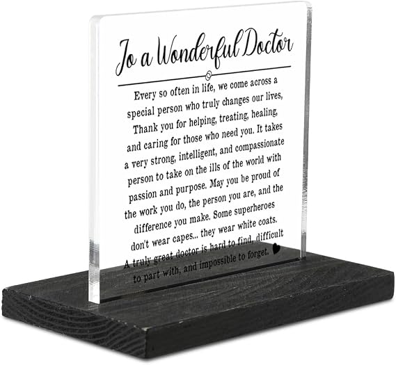 Doctor Appreciation Gift Wood Style Sign, Thank You Gift for Physician or Medical Professional, Inspirational Desk Decor for Doctor Office, Meaningful Plaque for Retirement or Doctor's Day YCT6
