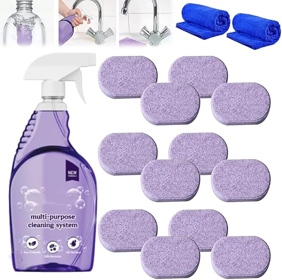 Clean Spray Cleaner for Ovens - Multipurpose Foam Cleaning System - The Solution for Every Stain, All-Purpose Cleaning Spray with Concentrated Cleaning Tablets (1Bottle+12PCS Tablets)