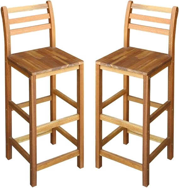 Bar Chairs 2 pcs,Wooden Bar Stool,Rustic Stool,Dining Stools,Stools for Kitchen Counter, Bar Furniture,for Home, Living Room and Restaurants ETC,Solid Acacia Wood