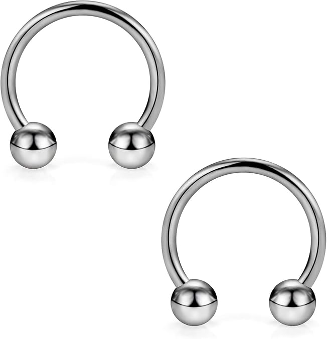SCERRING 2-8PCS 16G G23 Titanium Horseshoe Septum Ring Nose Rings Hoop Helix Daith Cartilage Tragus Earrings Nipple Eyebrow Body Piercing Jewelry 8mm 10mm 12mm 14mm