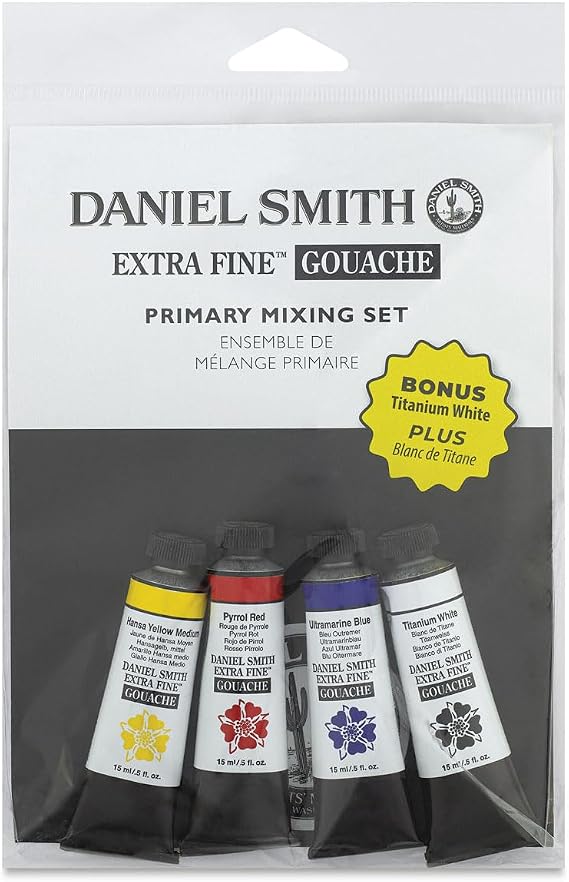 DANIEL SMITH Extra Fine Gouache - Set of 4, Primary Mixing Colors, 15 ml
