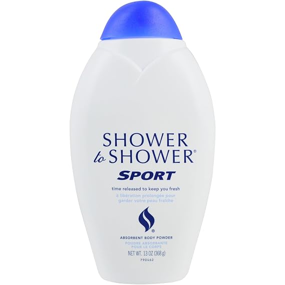 Shower to Shower Sport Body Powder for Men & Women, Talc Free, Sweat Absorbing, Prevents Chafing & Odor,Deodorizing All Over Body Powder for Long Lasting Freshness, 13 OZ