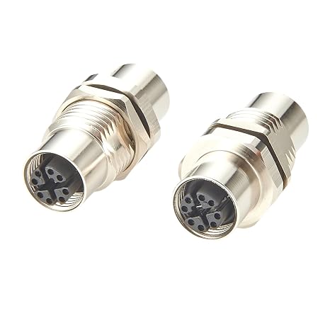 M12 X-Code 8 Pin Bulkhead Connector 10Gbps Cat6A Ethernet Shielded Female to Female Wall Panel Mount Socket IP67 Waterproof Circular Connector for Industrial Network Automation (2PCS)